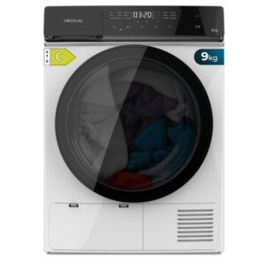 Cecotec Bolero DressCode Dry 9400 Inverter Secadora con Bomba de Calor de 9kg - 15 Programas - Tambor de Acero Inoxidable - Motor Inverter - Programable - Bloqueo de Seguridad - Color Blanco y Negro