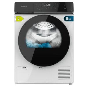 Cecotec Bolero DressCode Dry 8400 Inverter Secadora con Bomba de Calor de 8kg - 15 Programas - Tambor de Acero Inoxidable - Motor Inverter - Programable - Bloqueo de Seguridad - Color Blanco y Negro