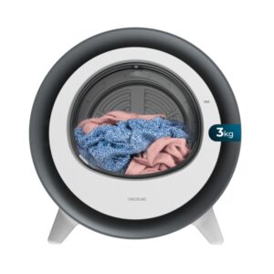 Cecotec Bolero DressCode Dry 3500V Silver Mini Secadora de Evacuacion 3kg - Temperatura Regulable - 8 Programas - Luz Ultravioleta - Tambor de Acero Inoxidable - Inicio Programable - Color Negro y Blanco