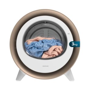 Cecotec Bolero DressCode Dry 3500V Gold Mini Secadora de Evacuacion 3kg - Temperatura Regulable - 8 Programas - Luz Ultravioleta - Tambor de Acero Inoxidable - Inicio Programable - Color Blanco