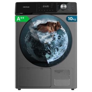 Cecotec Bolero DressCode Dry 10355 Steel Secadora con Bomba de Calor de 10kg - 14 Programas - Tambor de Acero Inoxidable - Inicio Programable - Bloqueo de Seguridad - Color Gris Oscuro
