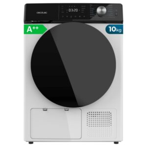 Cecotec Bolero DressCode Dry 10355 Secadora con Bomba de Calor de 10kg - 14 Programas - Tambor de Acero Inoxidable - Inicio Programable - Bloqueo de Seguridad - Color Blanco y Negro