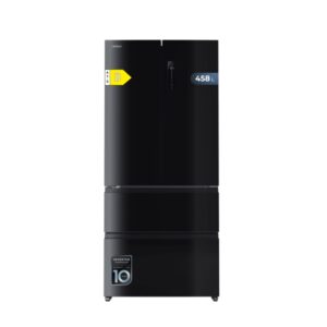 Cecotec Bolero CoolMarket F2D 458 SBI Black Glass D Frigorifico Puerta Francesa de 4 Puertas - Capacidad 458L - Silencioso 37dB - Compresor Inverter - Total Nofrost - Modo Vacaciones - Color Negro