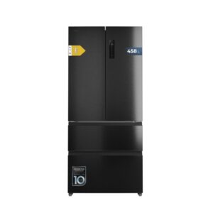 Cecotec Bolero CoolMarket F2D 458 SBI Dark E Frigorifico Puerta Francesa de 4 Puertas - Capacidad 458L - Silencioso 37dB - Luz LED - Pantalla LED - Compresor Inverter - Modo Vacaciones - Color Negro