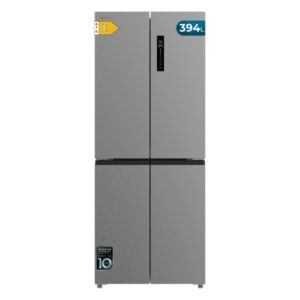 Cecotec Bolero CoolMarket 4D 394 Inox E Frigorifico Americano 4 Puertas - Capacidad 394L - Luz LED - Compresor Inverter - Modo Vacaciones - Silencioso - Frio Envolvente - Clase E - Color Gris