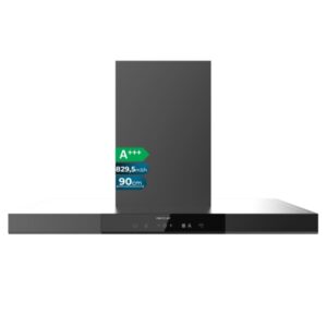 Cecotec Bolero Flux TT 909500 Slim Dark Inox A+++ Campana Extractora de 90cm - Succion 829.5 m3/h - Luz LED - Acero Inoxidable - Filtros Aptos para Lavavajillas - Filtros de Carbono - Color Gris Oscuro