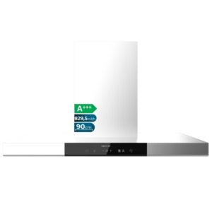 Cecotec Bolero Flux TT 909500 Slim Inox A+++ Campana Extractora de 90cm - Succion 829.5 m3/h - Luz LED - Acero Inoxidable - Filtros Aptos para Lavavajillas - Filtros de Carbono Incluidos - Color Acero
