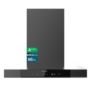 Cecotec Bolero Flux TT 609500 Slim Dark Inox A+++ Campana Extractora de 60cm - Succion 829.5 m3/h - Luz LED - Acero Inoxidable - Filtros Aptos para Lavavajillas - Filtros de Carbono - Color Gris Oscuro