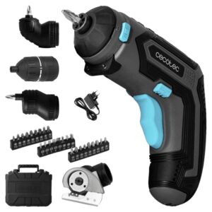 Cecotec Atornillador electrico PowerGyro 3500 Total Set Atornillador Inalambrico - Velocidad 200rpm - 4V 1.500mAh - sin Cables - LED - Incluye Accesorios - Recargable - Multifuncion - Color Negro y Azul