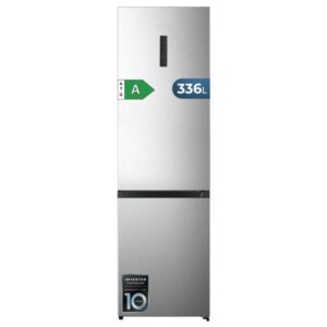 Cecotec Bolero CoolMarket Combi 336 Inox A Frigorifico Combi - Capacidad 336L - Silencioso 35dB - Compresor Inverter - Silencioso - Frio Envolvente - Clase A - 59.5×57.9×201.72cm - Color Acero