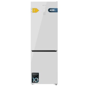 Cecotec Bolero CoolMarket Combi 456 White Glass E Frigorifico Combi - Capacidad 456L - Compresor Inverter - Puerta de Cristal - Silencioso - Frio Envolvente - Clase E - 201x59.5cm - Color Blanco