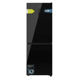 Cecotec Bolero CoolMarket Combi 409 Black Glass C Frigorifico Combi - Capacidad 409L - Compresor Inverter - Puerta de Cristal - Silencioso - Frio Envolvente - Clase C - 185x59.5cm - Color Negro