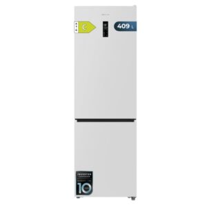 Cecotec Bolero CoolMarket Combi 409 White C Frigorifico Combi - Capacidad 409L - Compresor Inverter - Congelacion Ultrarapida - Silencioso - Frio Envolvente - Clase C - 185x59.5cm - Color Blanco