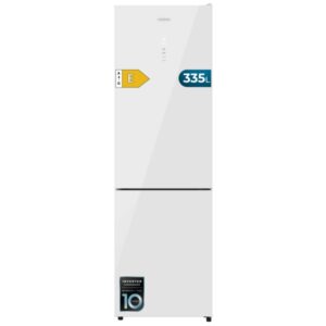 Cecotec Bolero CoolMarket Combi 335 White Glass E Frigorifico Combi - 333L - Luz LED - Compresor Inverter - Congelacion Ultrarapida - Silencioso - Frio Envolvente - Clase E - 195.3x59.5cm - Color Blanco