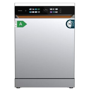 Cecotec Bolero Aguazero 6900 Inox Lavavajillas - 15 Cubiertos - Temperatura Regulable - Pantalla XXL - 8 Programas - Motor Inverter - Inicio Programable - Funcion Media Carga - Color Acero