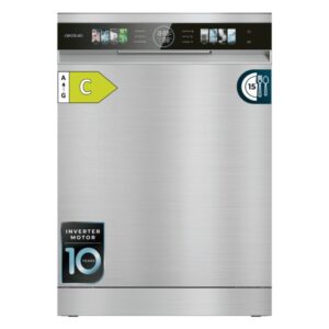 Cecotec Bolero Aguazero 6620 Inox Lavavajillas de 60cm - 15 Servicios - Modo Turbo - Pantalla XXL - 8 Programas - Motor Inverter - Inicio Programable - Color Acero