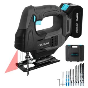 Cecotec Sierra de Calar MultiCut 500 Vision Liberty Sierra de Calar Inalambrica - Bateria 21V 2Ah - Accesorios Incluidos - Luz LED - Guia Laser - Mandril sin Llave - Maletin - Color Gris Oscuro