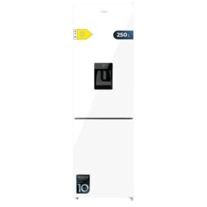 Cecotec Bolero CoolMarket Combi 250 WD Total White Glass D Frigorifico Combi - Capacidad 250L - Compresor Inverter - Dispensador de Agua - Silencioso - Clase E - 180x55cm - Color Blanco