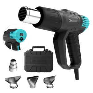 Cecotec Hell Gun 9500 Vision Pistola de Calor - 2000W - Pantalla Digital - Temperatura Regulable de 50ºC a 600ºC - Cabezales Incluidos - Color Negro