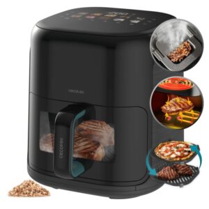 Cecotec Cecofry and Grill Smokin'Prime 4000 Freidora de Aire - 1900W - Capacidad 4L - Temperatura Regulable hasta 200ºC - Ahumador Integrado - Doble Resistencia - Ventana de Visualizacion - Color Negro