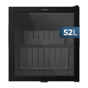 Cecotec Bolero CoolMarket BC 52 Black Nevera Minibar - Capacidad 52L - 53 Latas - Luz LED - Temperatura Regulable de 0 a 10ºC - Puerta de Cristal - Color Negro