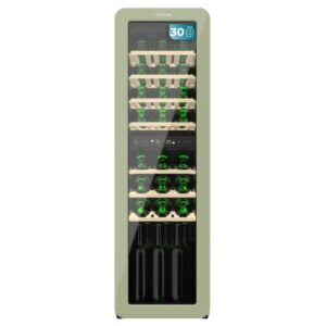 Cecotec Bolero GrandSommelier Origin Duo 30 Hit Green Vinoteca 30 Botellas - Luz LED - Temperatura Regulable - Estilo Retro - Compresor Integrado - Ventilador Interior - 120.5x36.6x47.6cm - Color Menta