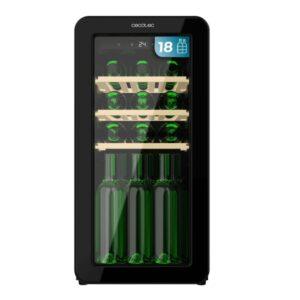 Cecotec Bolero GrandSommelier Origin 18 Hit Black Vinoteca 18 Botellas - Luz LED - Temperatura Regulable - Estilo Retro - Compresor Integrado - Ventilador Interior - 74.3x36.6x47.6cm - Color Negro