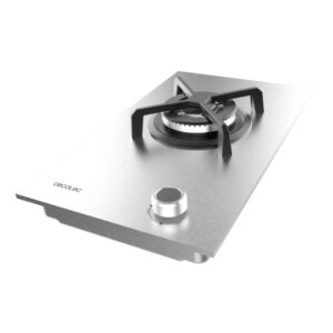 Cecotec Bolero Squad G 1400S Inox Cocina de Gas Encastrable - 1 Quemador - Acero Inoxidable - 3.4kW - Parrillas de Hierro Fundido - Wok de Triple Corona - Color Acero