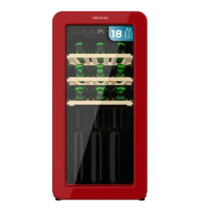 Cecotec Bolero GrandSommelier Origin 18 Hit Red Vinoteca para 18 Botellas - Luz LED - Temperatura Regulable - Estilo Retro - Compresor Integrado - Ventilador Interior - 74.3x36.6x47.6cm - Color Rojo