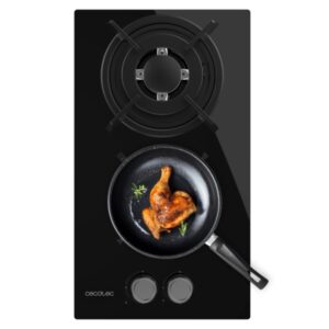 Cecotec Bolero Squad G 2200S Glass Black Cocina de Gas Encastrable - 2 Quemadores - Acabado en Cristal Negro - 5.25kW - Parrillas de Hierro Fundido - Inyector Convertor a Glp - Color Negro