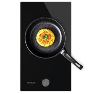 Cecotec Bolero Squad G 1200S Glass Black Cocina de Gas Encastrable - 1 Quemador - Acabado en Cristal Negro - 3.5kW - Parrillas de Hierro Fundido - Inyector Convertor a Glp - Color Negro