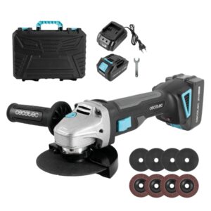 Cecotec RadialPower 2120 Freemove Radial Inalambrica de 125mm - 900W - 12.000rpm - Bateria 21V 4Ah - Incluye Accesorios - Motor sin Escobillas - Maletin - Mango Auxiliar - Rosca M14 - Color Gris Oscuro