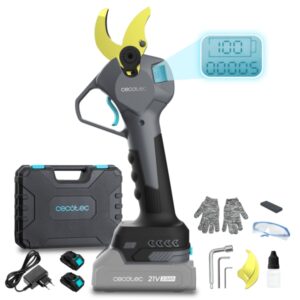 Cecotec TitanCut 3000 Tijeras de Podar Inalambricas - Ramas hasta 30mm - 400W - 2 Baterias 21V 2Ah - Pantalla Digital - Incluye Accesorios - Motor sin Escobillas - Color Gris Oscuro