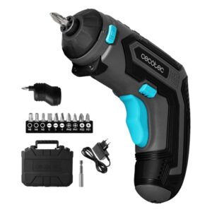 Cecotec PowerGyro 3500 X-treme Set Atornillador Inalambrico - Autonomia hasta 60min - Velocidad 200rpm - Bateria 4V 1.500mAh - sin Cables - Luz LED - Incluye Accesorios - Recargable - Color Negro y Azul