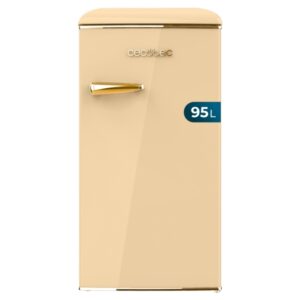 Cecotec Bolero CoolMarket TT Origin 95 Beige E Mini Frigorifico - Capacidad 95L - Estilo Retro - Cajon para Hielo - Tirador Cromado - 48.7x59.2x89.3cm - Color Beige