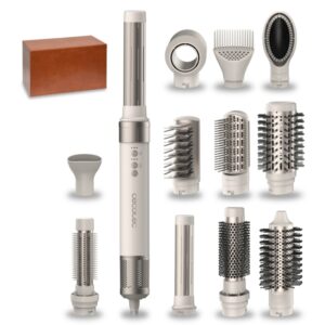 Cecotec CeramicCare 12in1 AirGlam Champagne Moldeador Multifuncion - 1400W - Cable 1.8m - Temperatura Regulable - Incluye Peines Guia y Cabezales - Revestimiento Ceramico - Color Blanco