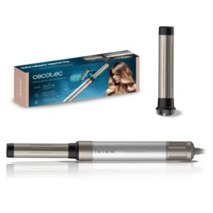 Cecotec CeramicCare 2in1 AirGlam Aluminum Secador de Cabello Multifuncion - 1400W - Cable 1.8m - Temperatura Regulable - Cabezales Incluidos - Revestimiento Ceramico - Color Aluminio