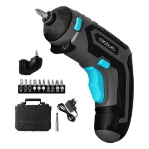 Cecotec PowerGyro 3500 Angle Set Atornillador Inalambrico - Autonomia hasta 60min - Velocidad 200rpm - Bateria 1500mAh - sin Cables - Luz LED - Incluye Accesorios - Recargable - Color Gris Oscuro