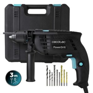 Cecotec PowerDrill 850 Keyless Taladro Percutor - 850W - 4800rpm - Portabrocas 13mm sin Llave - Percutor 46.000Ipm - Accesorios Incluidos - Cable 3m - Maletin de Transporte - Color Negro