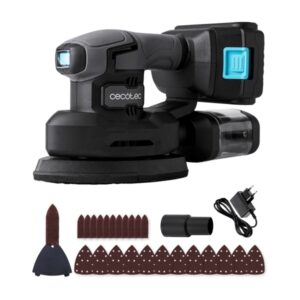 Cecotec PerfectSurface 2120 Delta Lijadora Orbital Inalambrica - Bateria 2.000mAh - 28.000 Vibraciones por Minuto - Incluye Accesorios - Conector para Aspiradora - Deposito de Polvo - Color Gris Oscuro