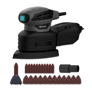 Cecotec PerfectSurface 180 Delta Lijadora Orbital - 180W - 28.000 Vibraciones por Minuto - Cable 3m - Incluye Accesorios - Conector para Aspiradora - Deposito de Polvo - Color Gris Oscuro