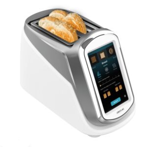 Cecotec ToastPad Double Pro Screen Tostadora de Doble Ranura - 1400W - Pantalla Tft 7" - 7 Niveles de Tostado - Control Individual - Cubierta Antipolvo - Color Blanco y Plata