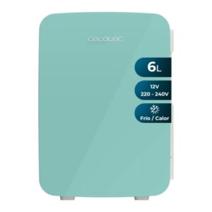 Cecotec Bolero MiniCooling 6L Bahamas Mint Mini Frigorifico Portatil - Capacidad 6L - 12V/220V - Temperatura Regulable - Enfria hasta 5ºC - Funcion Calentamiento hasta 65ºC - Color Menta