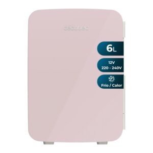 Cecotec Bolero MiniCooling 6L Bahamas Pink Mini Frigorifico Portatil - Capacidad 6L - 12V/220V - Temperatura Regulable - Enfria hasta 5ºC - Funcion Calentamiento hasta 65ºC - Color Rosa Pastel