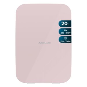 Cecotec Bolero MiniCooling 20L Bahamas Pink Mini Frigorifico Portatil - Capacidad 20L - 12V/220V - Temperatura Regulable - Enfria hasta 7ºC - Funcion Calentamiento hasta 65ºC - Color Rosa Pastel