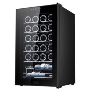 Cecotec Bolero GrandSommelier 2450 Black Compressor Vinoteca para 24 Botellas - Silencioso 45dB - Temperatura Regulable - Compresor de Enfriamiento - Control Tactil - Color Negro