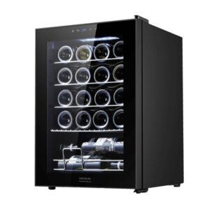 Cecotec Bolero GrandSommelier 2050 Black Compressor Vinoteca para 20 Botellas - Silencioso 39dB - Temperatura Regulable - Compresor de Enfriamiento - Control Tactil - Color Negro