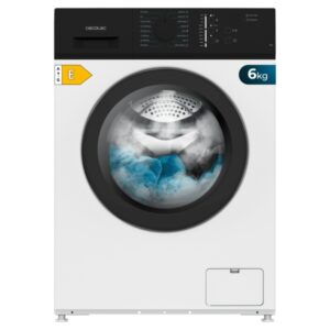 Cecotec Bolero DressCode 620 E Lavadora de Carga Frontal - Capacidad 6kg - Velocidad 1000rpm - Temperatura Regulable - Inicio Programable - 16 Programas - Color Blanco y Negro