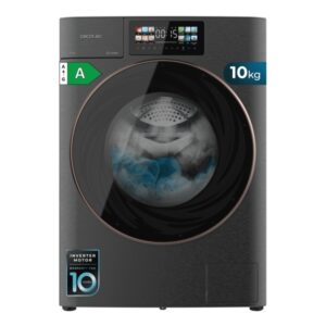 Cecotec Bolero DressCode 10950 Autodose Inverter 3D Steel A Lavadora Autodosis de Carga Frontal - Capacidad 10kg - Velocidad 1400rpm - Pantalla 9.2" - Puerta XXL - Motor Inverter - Color Gris Oscuro