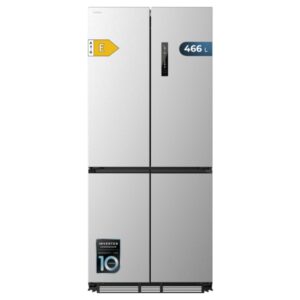 Cecotec Bolero CoolMarket 4D 466 SBI Inox E Frigorifico Americano - Capacidad 466L - Compresor Inverter - Acero Inoxidable - Nofrost - Frio Envolvente - Clase E - 84.4x59.8x193cm - Color Acero